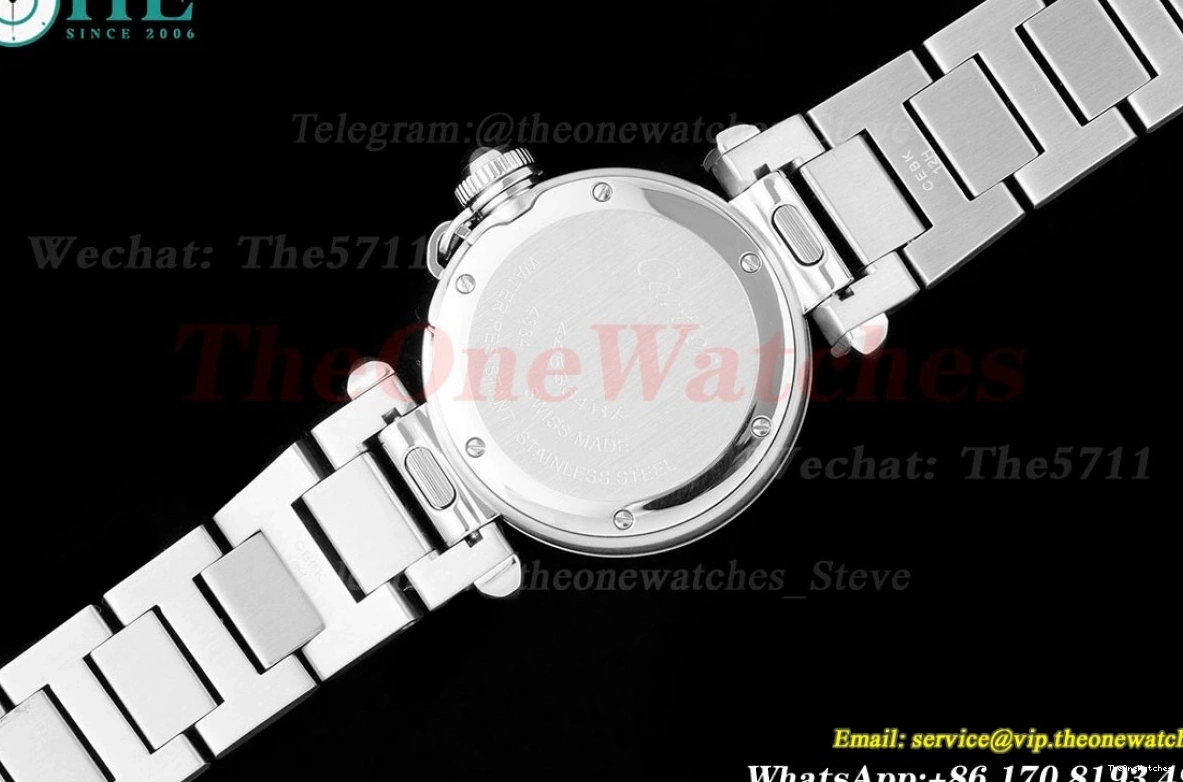 Cartier Quartz SS Pasha 30mm De Ladies Dial AF White SS 1224